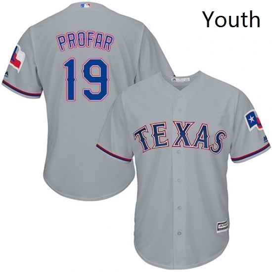 Youth Majestic Texas Rangers 19 Jurickson Profar Authentic Grey Road Cool Base MLB Jersey